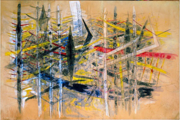 Wifredo Lam, Untitled (La Brousse), 1958, mixed media on paper pasted